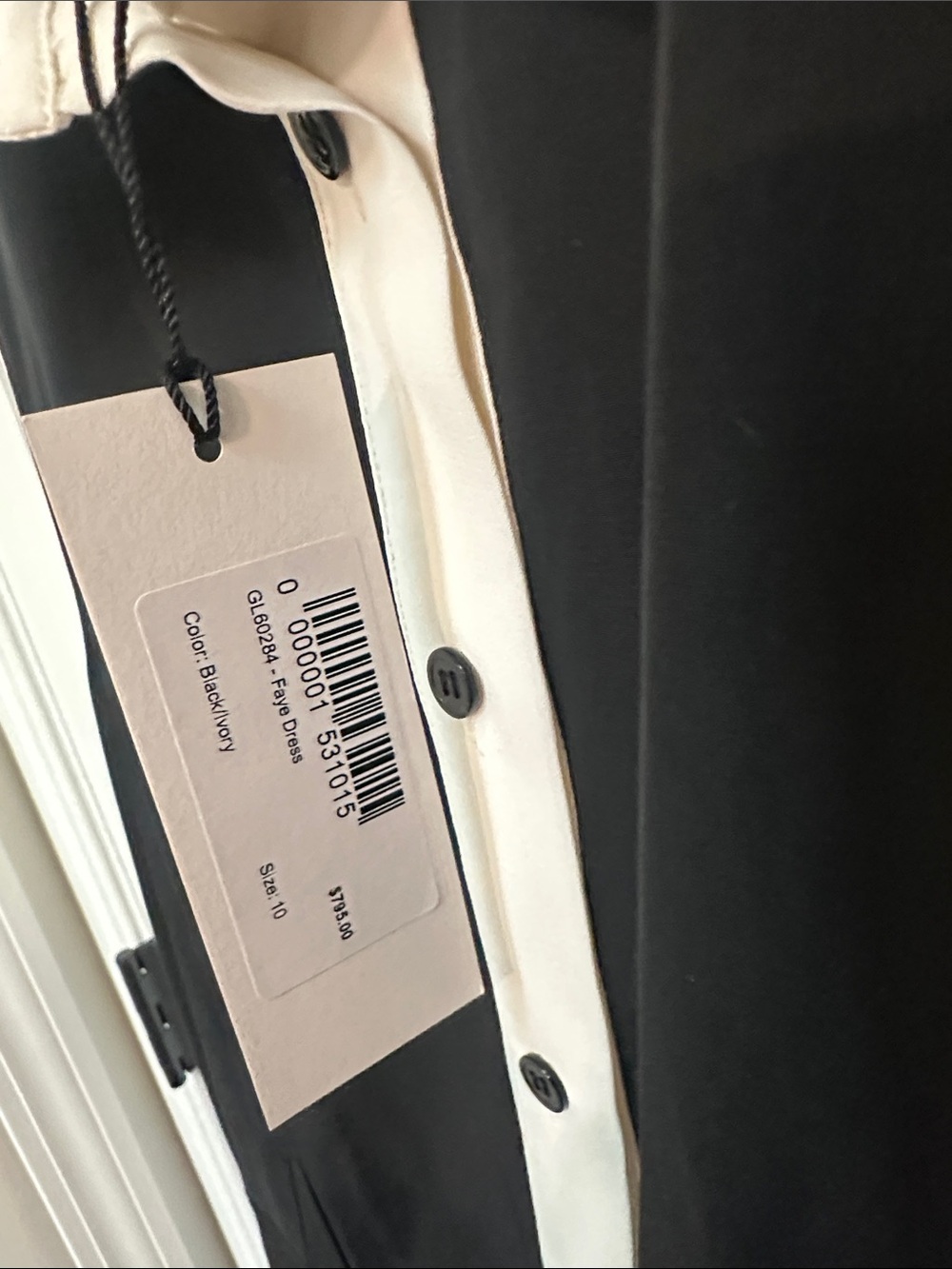 Sleeveless Black Maxi Dress with Cream Collar and Placket by - Picture 2 of 5